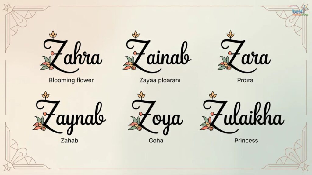 Best Muslim Girl Names Starting with Z