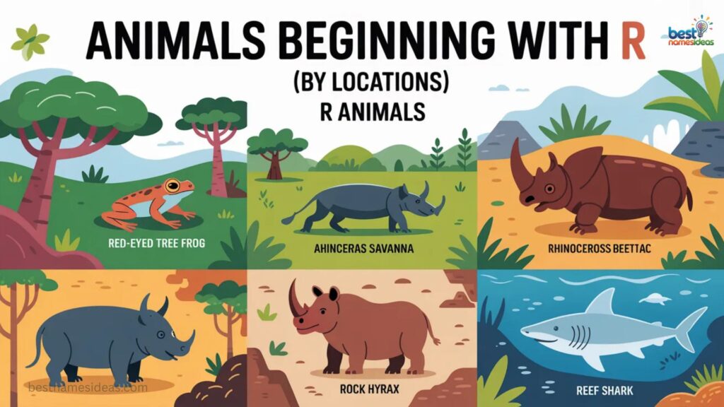 Animals Beginning with R (by Locations)