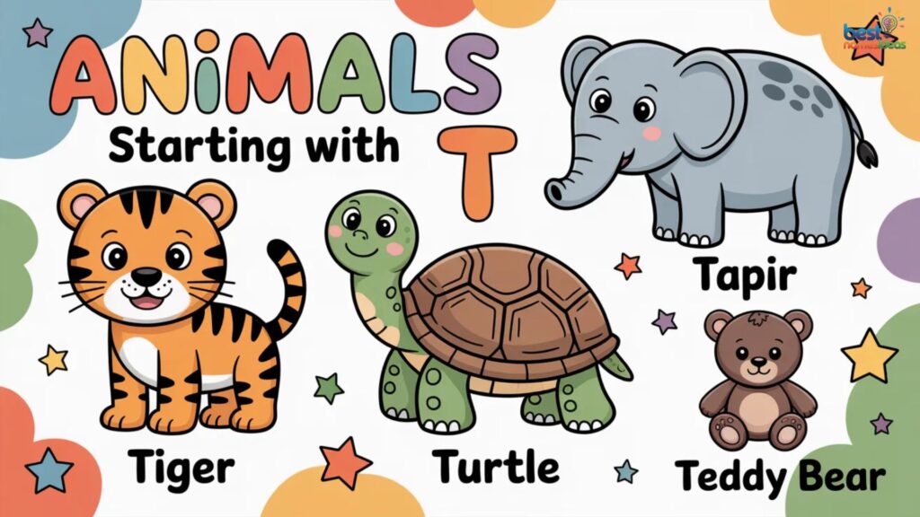 Animals Starting with the Letter T for Kindergarten