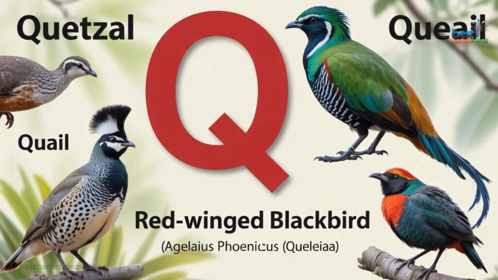 Birds Names from Q Letter – Vocabulary with Images