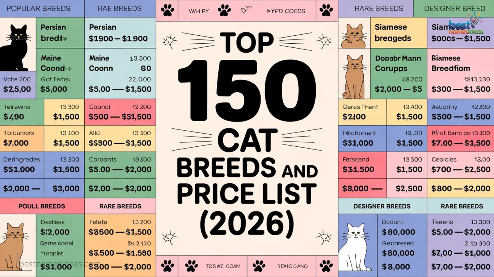 Top 150 Cat Breeds and Price List (2026)