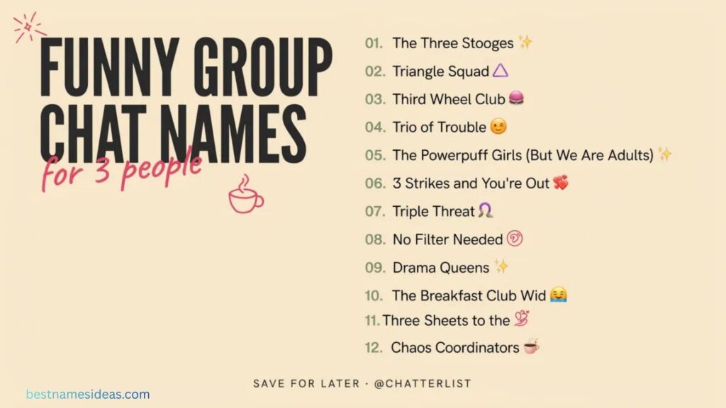 Funny Group Chat Names For 3 People