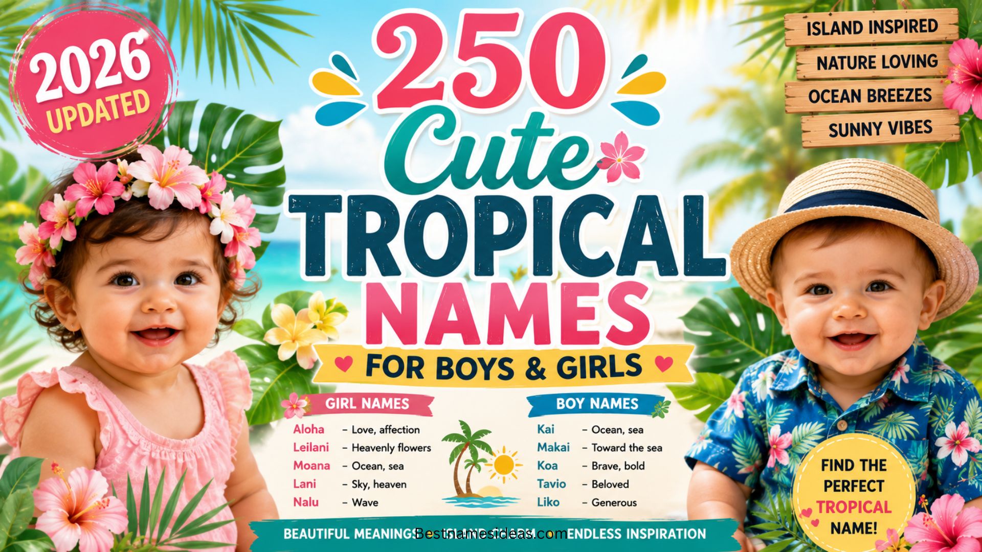 250 Cute Tropical Names for Boys & Girls (2026 updated)