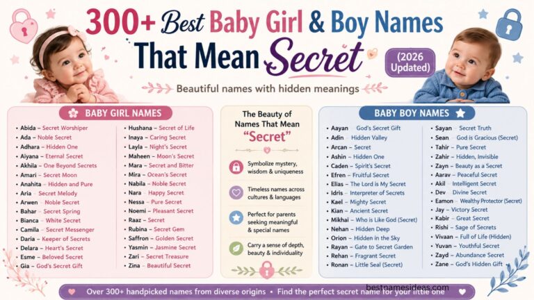 300+ Best Baby Girl & Boy Names That Mean Secret (2026 Updated)