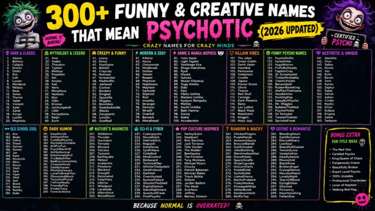 300+ Funny & Creative Names That Mean Psychotic (2026 updated)