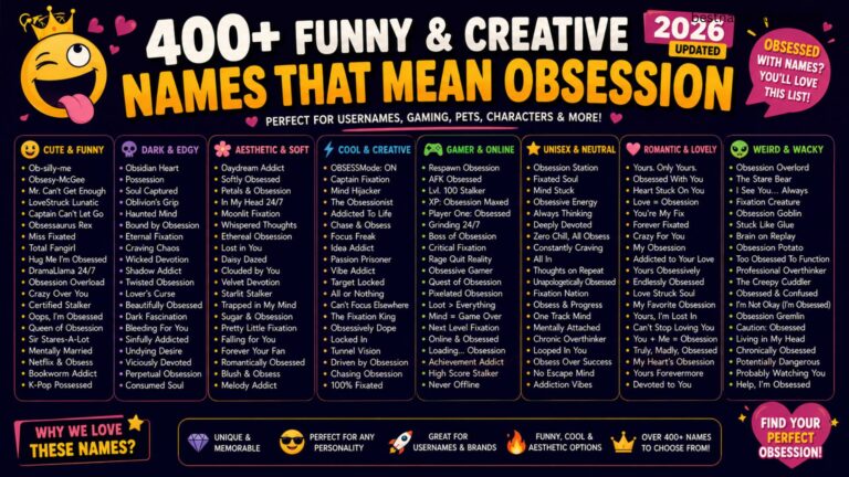 400+ Funny & Creative Names That Mean Obsession (2026 Updated)