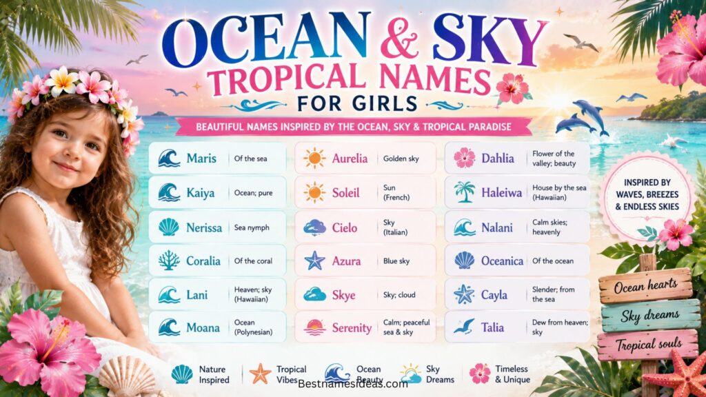Ocean and Sky Tropical Names for Girls